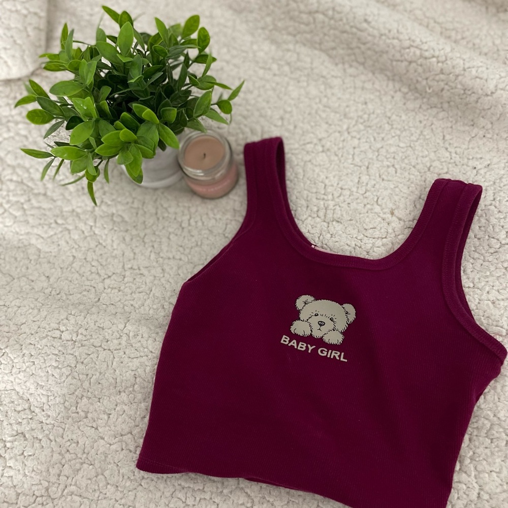 Obsessive love XS maroon teddy cropped tank